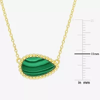 Womens Genuine Gemstone Sterling Silver Pear Pendant Necklace