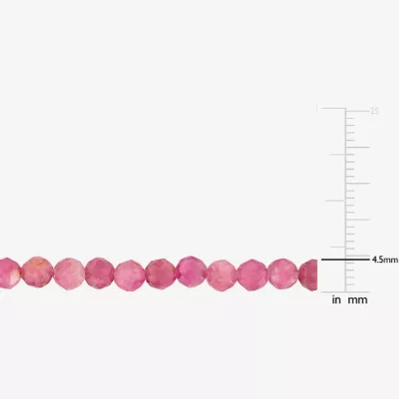 Womens Genuine Tourmaline 18K Rose Gold Over Silver Beaded Bracelet