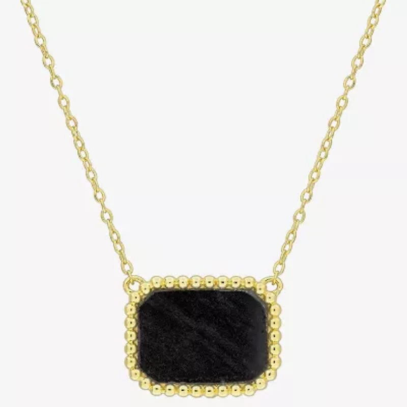 Womens Genuine Gemstone 18K Gold Over Silver Pendant Necklace