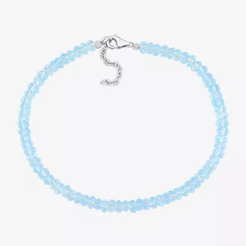 Womens Genuine Topaz Sterling Silver Beaded Bracelet