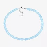 Womens Genuine Topaz Sterling Silver Beaded Bracelet