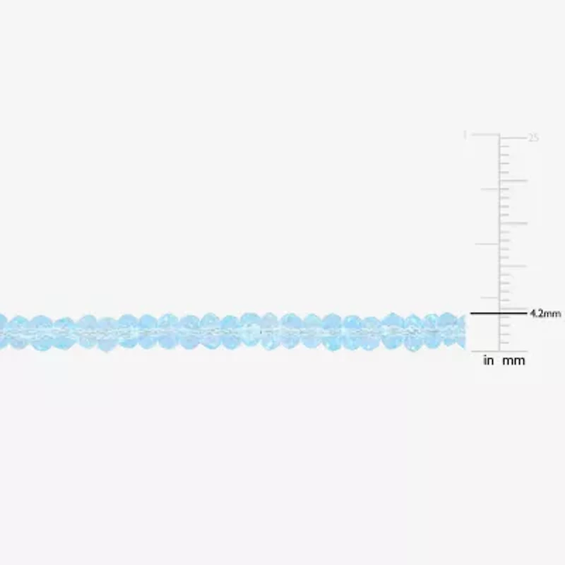 Womens Genuine Blue Topaz Sterling Silver Beaded Bracelet