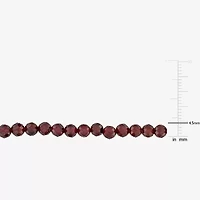 Womens Genuine Red Garnet 18K Gold Over Silver Beaded Bracelet