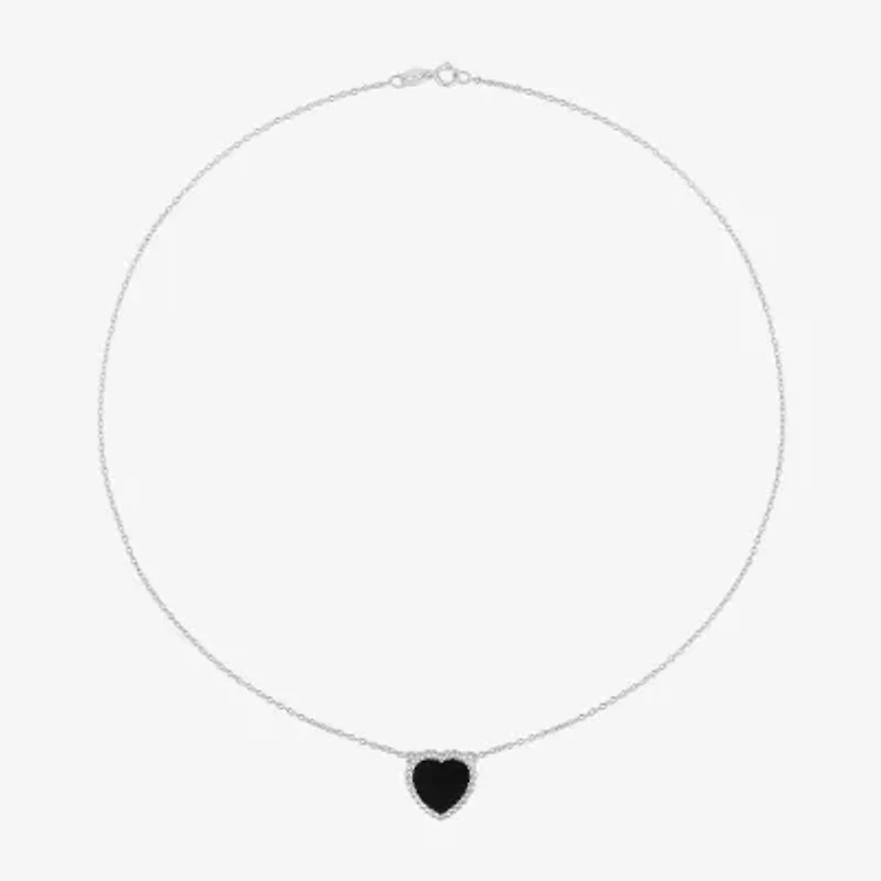 Womens Genuine Gemstone Sterling Silver Heart Pendant Necklace