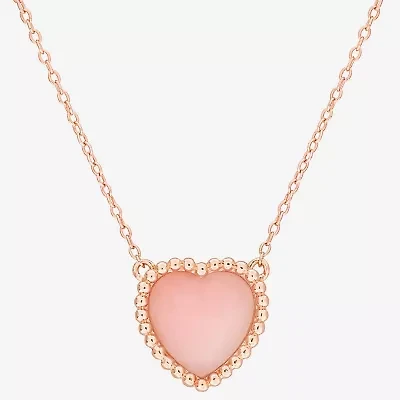 Womens Genuine Gemstone Sterling Silver Heart Pendant Necklace
