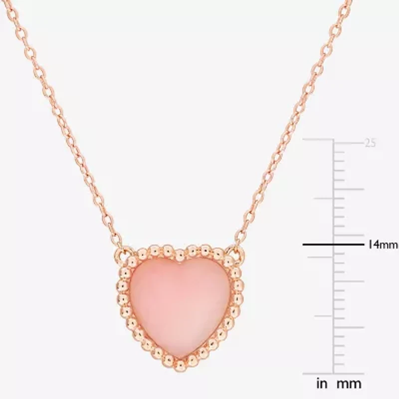 Womens Genuine Gemstone Sterling Silver Heart Pendant Necklace
