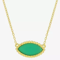 Womens Genuine Green Chalcedony 18K Gold Over Silver 17 Inch Pendant Necklace