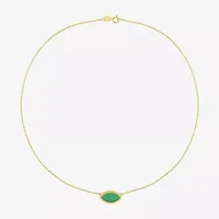 Womens Genuine Green Chalcedony 18K Gold Over Silver 17 Inch Pendant Necklace