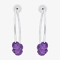Womens Genuine Purple Amethyst Sterling Silver 4.4mm Hoop Earrings