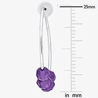 Womens Genuine Purple Amethyst Sterling Silver 4.4mm Hoop Earrings