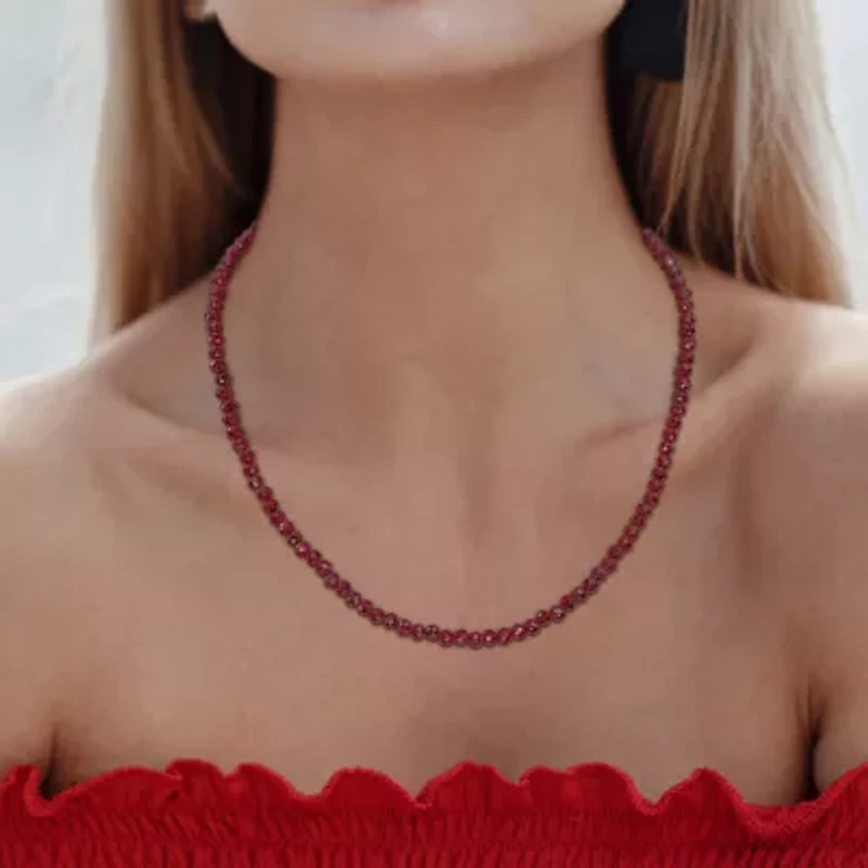 Womens Genuine Gemstone Sterling Silver Pendant Necklace