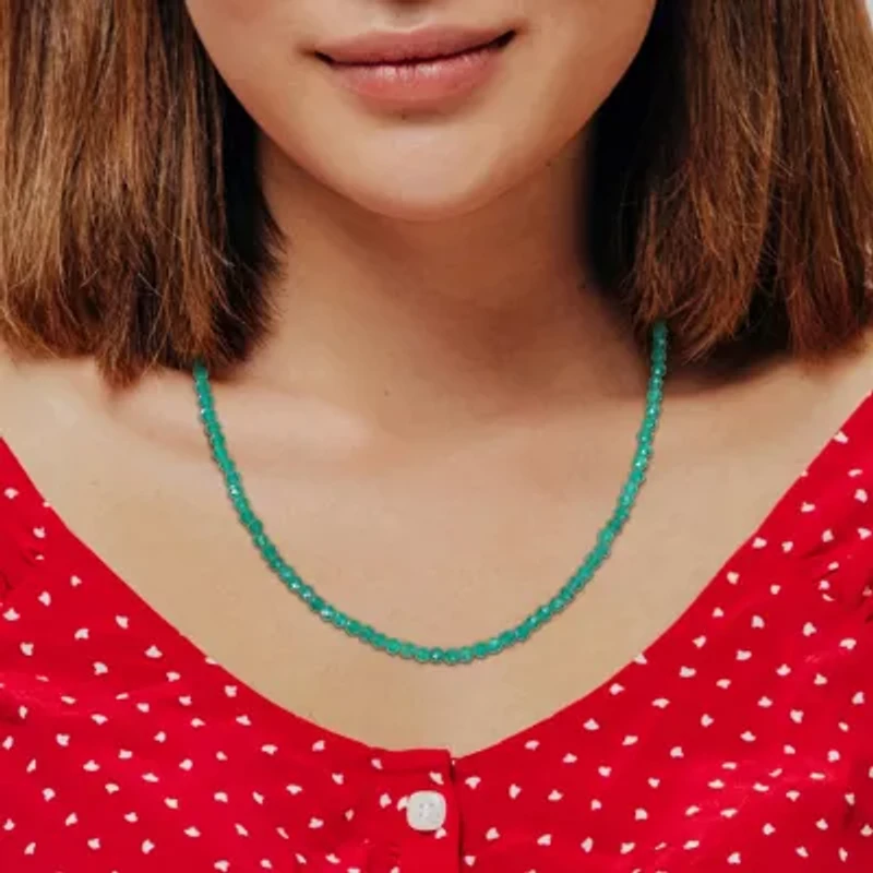 Womens Genuine Gemstone Sterling Silver Pendant Necklace