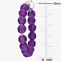 Womens Genuine Purple Amethyst Sterling Silver 4.4mm Hoop Earrings