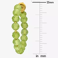 Womens Genuine Green Peridot 18K Gold Over Silver 4.4mm Hoop Earrings