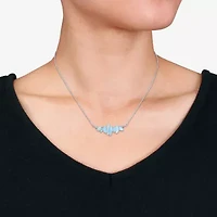 Womens Blue Aquamarine Sterling Silver Inch Beaded Necklace