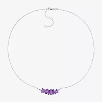 Womens Purple Amethyst Sterling Silver Inch Beaded Necklace
