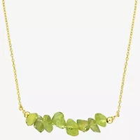 Womens Green Peridot 18K Gold Over Silver 17 Inch Beaded Necklace