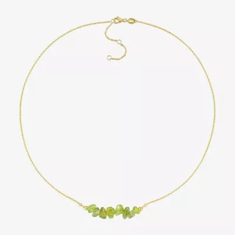 Womens Green Peridot 18K Gold Over Silver Inch Beaded Necklace