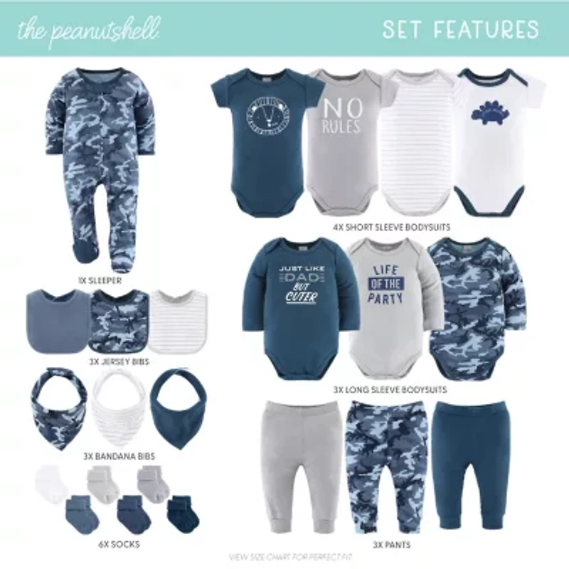 The Peanutshell Blue Camo Baby Boys 23-pc. Clothing Set