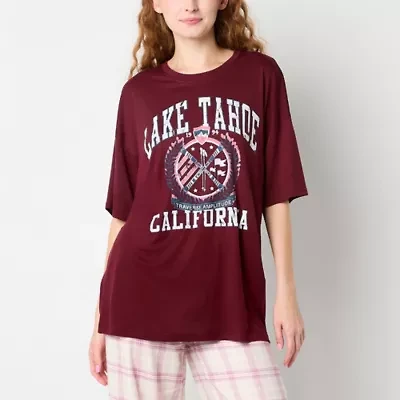 Arizona Body Womens Crew Neck Short Sleeve Juniors Pajama Top