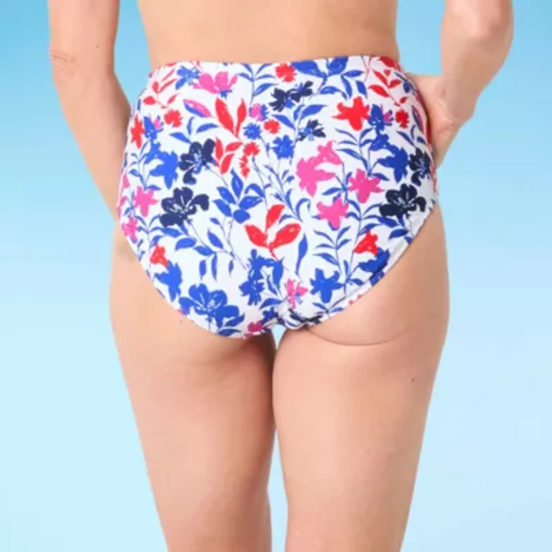 Liz Claiborne Comfort Waistband Floral Brief Bikini Swimsuit Bottom