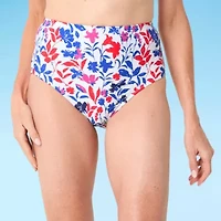 Liz Claiborne Comfort Waistband Floral Brief Bikini Swimsuit Bottom