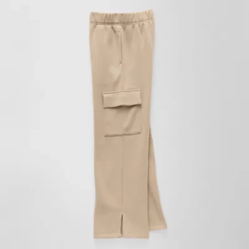 Xersion Little & Big Kid Girls Mid Rise Wide Leg Active Fleece Cargo Pant