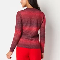 Worthington Womens V Neck Long Sleeve Pullover Sweater