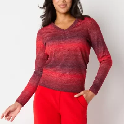 Worthington Womens V Neck Long Sleeve Pullover Sweater