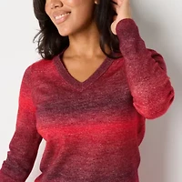 Worthington Womens V Neck Long Sleeve Pullover Sweater