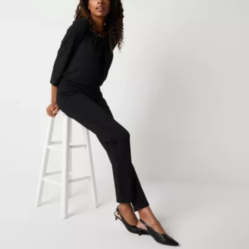 Liz Claiborne Alexis Ponte Womens Straight Mid Rise Tall Pull-On Pant