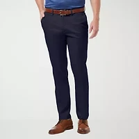 Haggar Premium No Iron Khaki Mens Comfort Waistband Slim Fit Flat Front Pant