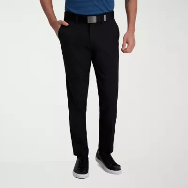 Haggar Cool Right Performance Flex Mens Comfort Waistband Slim Fit Flat Front Pant