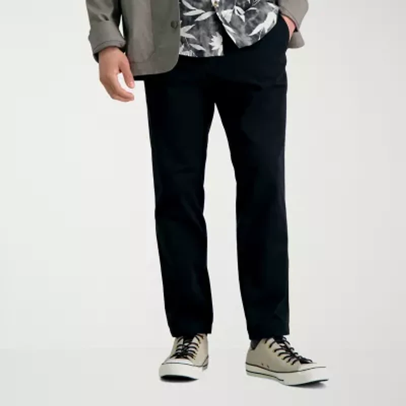 Haggar Life Khaki Chino Mens Comfort Waistband Slim Fit Flat Front Pant