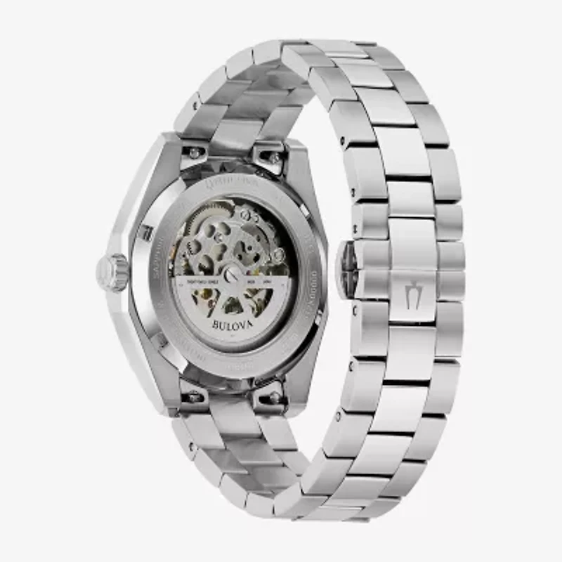 Bulova Surveyor Mens Automatic Silver Tone Stainless Steel Bracelet Watch 96b469