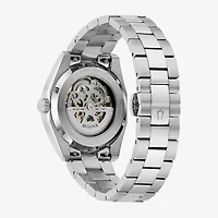 Bulova Surveyor Mens Automatic Silver Tone Stainless Steel Bracelet Watch 96b469