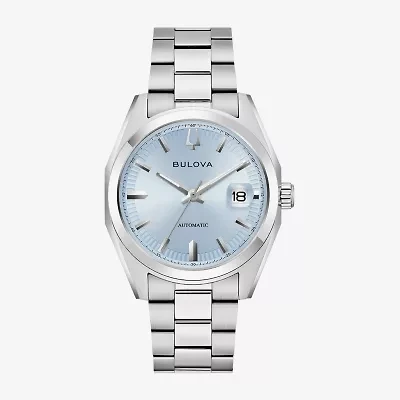 Bulova Surveyor Mens Automatic Silver Tone Stainless Steel Bracelet Watch 96b469