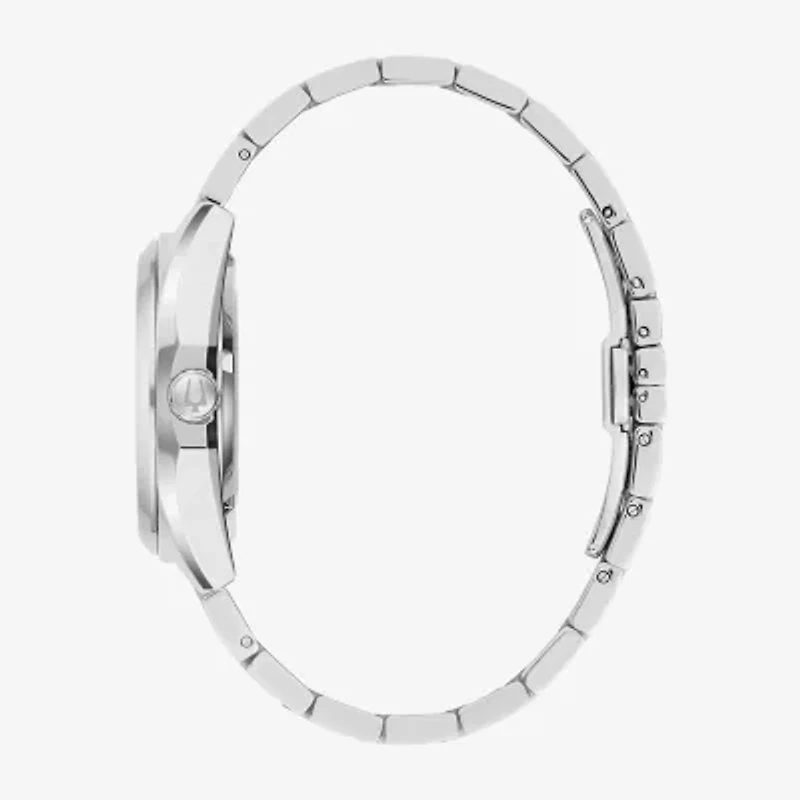 Bulova Surveyor Mens Automatic Silver Tone Stainless Steel Bracelet Watch 96b469