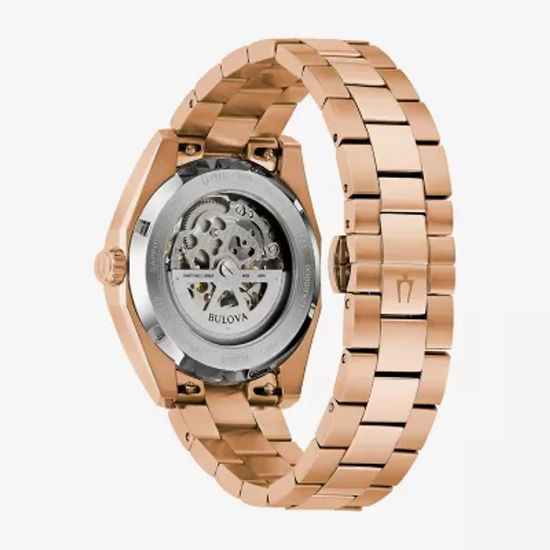 Bulova Surveyor Mens Automatic Rose Goldtone Stainless Steel Bracelet Watch 97b234