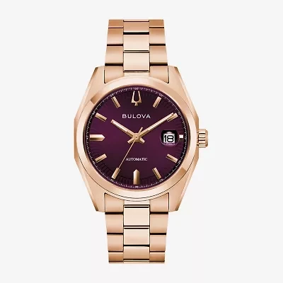 Bulova Surveyor Mens Automatic Rose Goldtone Stainless Steel Bracelet Watch 97b234