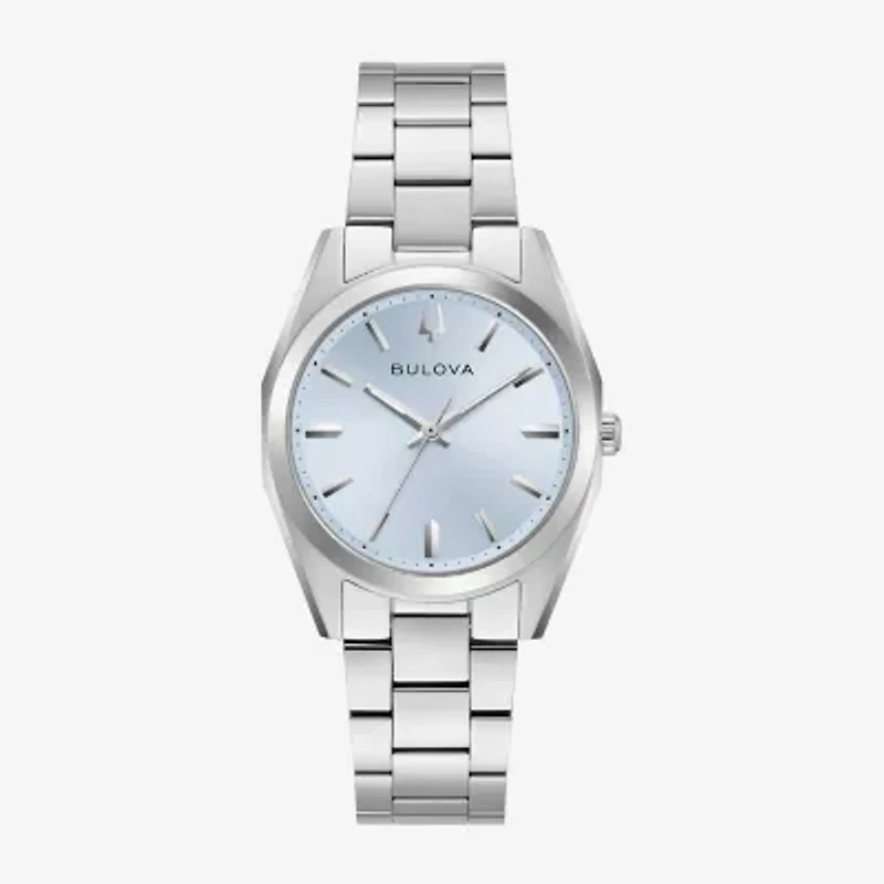 Bulova Surveyor Womens Silver Tone Stainless Steel Bracelet Watch 96l345
