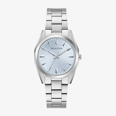 Bulova Surveyor Womens Silver Tone Stainless Steel Bracelet Watch 96l345