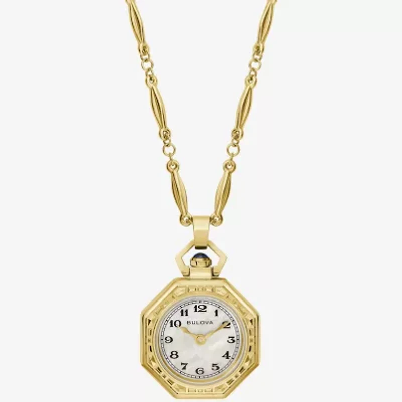 Bulova Rubaiyat Womens Gold Tone Stainless Steel Pocket Watch 97l182
