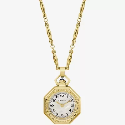 Bulova Rubaiyat Womens Gold Tone Stainless Steel Pocket Watch 97l182