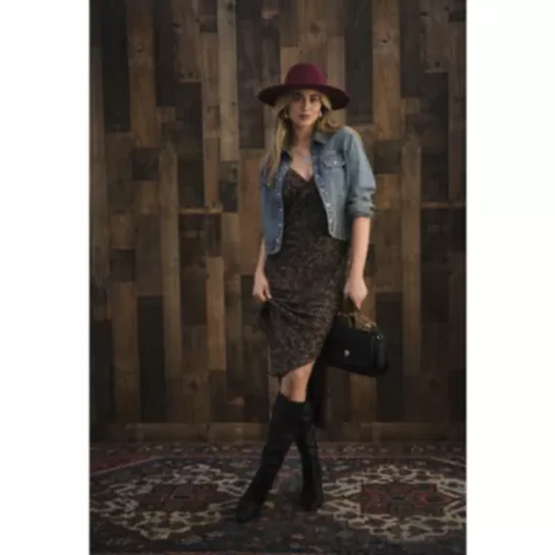 Yoki Womens Gayle- Stacked Heel Cowboy Boots