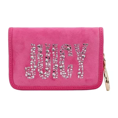 Juicy By Juicy Couture Shine Bright Velour Simple Velour Single Fold Womens Flip Fold Wallet