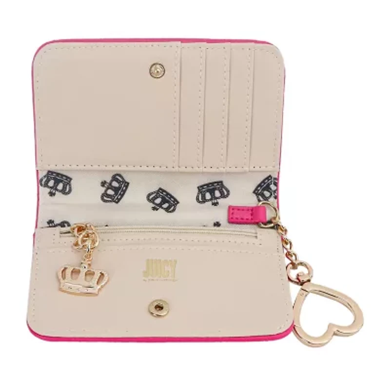 Juicy By Juicy Couture Shine Bright Velour Simple Velour Single Fold Womens Flip Fold Wallet