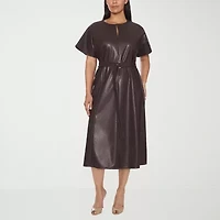 Sam And Jess Womens Short Sleeve Midi Plus Fit + Flare Dress