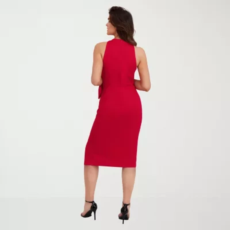 Clover And Sloane Womens Sleeveless Midi Sheath Dress