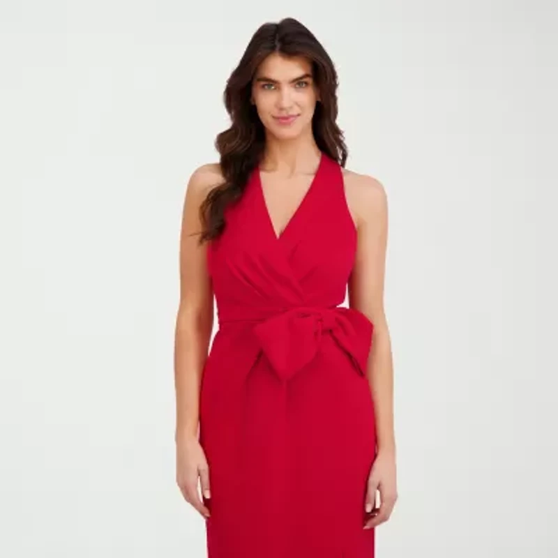 Clover And Sloane Womens Sleeveless Midi Sheath Dress